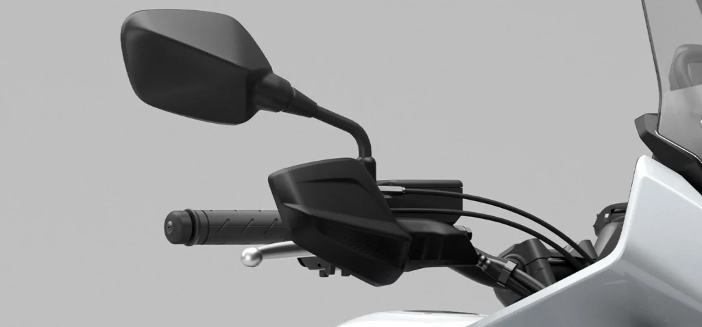 Acessório usado em modelos como: Honda NX 500. Protetor de manete para garantir maior proteção das mãos contra intempéries e detritos.