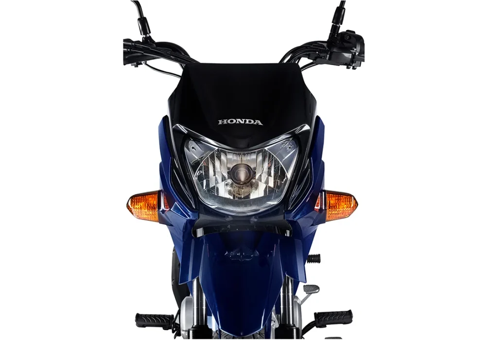 Detalhes Design Farol O farol da moto Pop110i ES 2026 combina visual moderno com iluminação eficiente