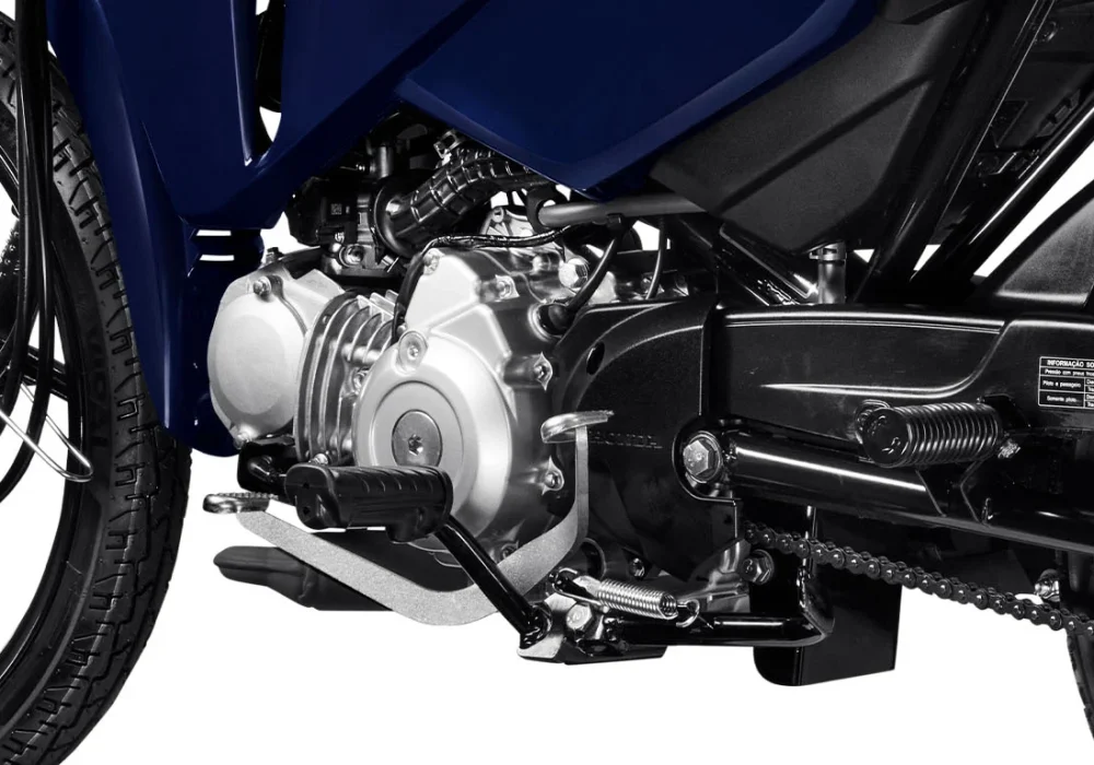 Detalhes Tecnologia Transmissão Semiautomática Novo conjunto, com câmbio semiautomático e rotativo de 4 marchas, na nova POP 110i ES 2026.